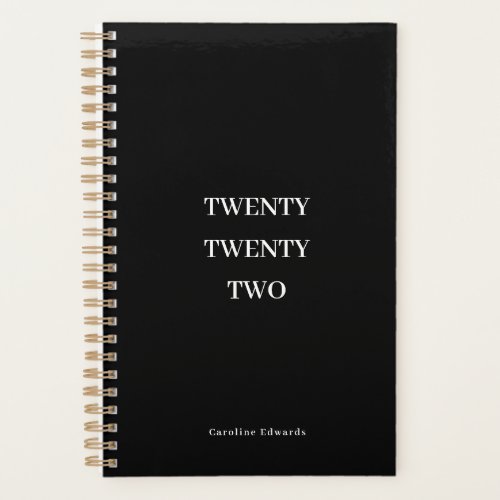 Black and White 2022 Productivity Planner