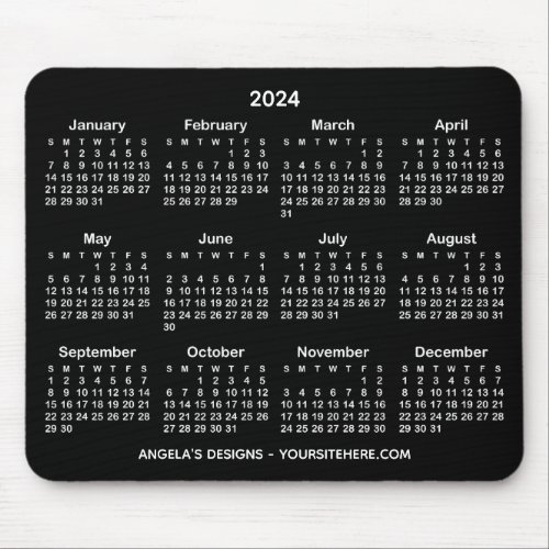 Black and White 2024 Calendar Promotional Mouse Pad