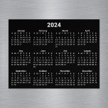 Black and White 2024 Magnetic Calendar<br><div class="desc">Create your own solid color background 2024 calendar magnet. 
The calendar features modern stylish sans serif font style for the numbers and months.
Customize the black background color to create your own design.
Minimalist calendar magnet for your kitchen or office.</div>