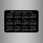 Black and White 2025 Calendar with Custom Text Magnet<br><div class="desc">Modern custom magnet features a white 2025 calendar on a black background. Add your company's name, your name, or other personalized text in the sidebar. (Changing the 2025 year text will NOT change the calendar.) Makes a great promotional giveaway or gift. If you'd like a different color background to match...</div>