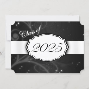 Black and White 2025 Graduation Invitations