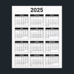 Black and White 2025 Year At A Glance Calendar Flyer<br><div class="desc">Get yourself organized with this simple easy-to-read,  black and white,  United States 2025 Year at a Glance calendar.</div>