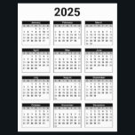 Black and White 2025 Year At A Glance Calendar Flyer<br><div class="desc">Get yourself organized with this simple easy-to-read,  black and white,  United States 2025 Year at a Glance calendar.</div>