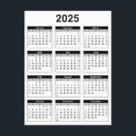 Black and White 2025 Year At A Glance Calendar Postcard<br><div class="desc">Get yourself organized with this simple easy-to-read,  black and white,  United States 2025 Year at a Glance calendar.</div>