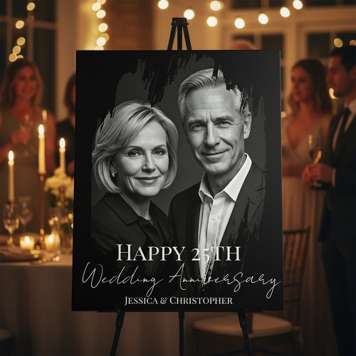 Black and White 25th Wedding Anniversary Photo