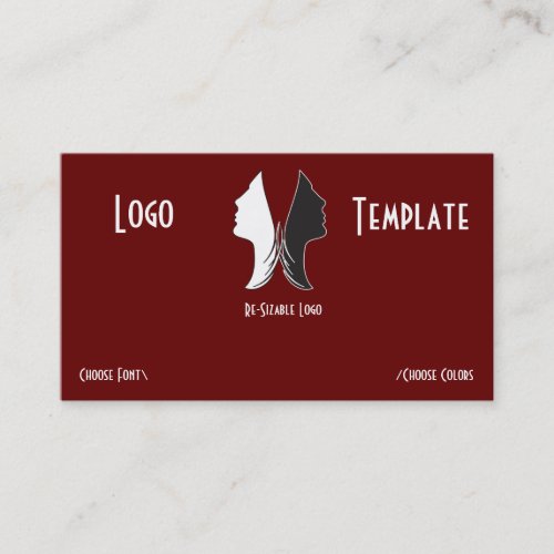 Black and White 2 Faces Logo  Business Card