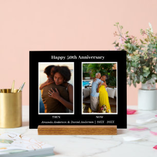 Black and White 2 Photo Collage Anniversary Acrylic Sign