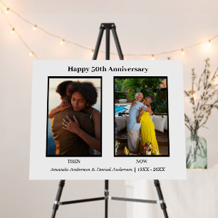 Black and White 2 Photo Collage Anniversary Foam Board