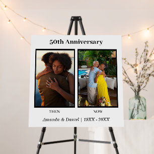 Black and White 2 Photo Collage Anniversary Foam Board