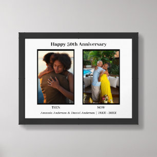 Black and White 2 Photo Collage Anniversary Framed Art