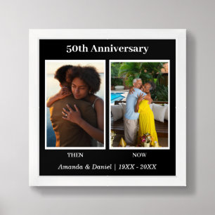 Black and White 2 Photo Collage Anniversary Framed Art