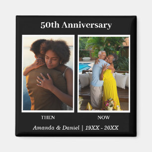 Black and White 2 Photo Collage Anniversary Magnet