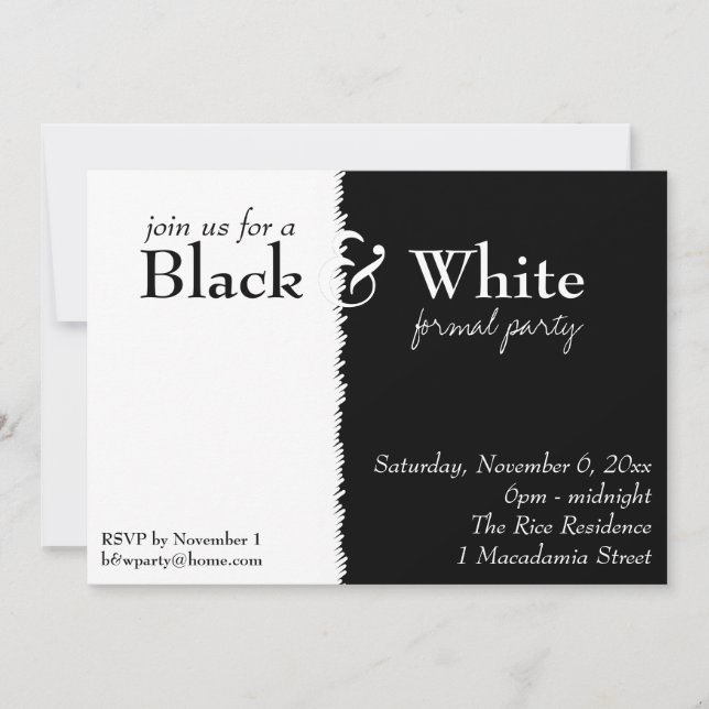 Black and White 2 Theme Party Invitation (Front)