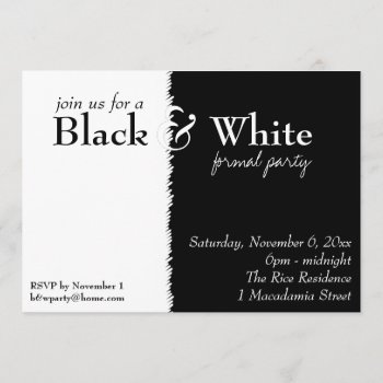 Black And White 2 Theme Party Invitation by RossiCards at Zazzle