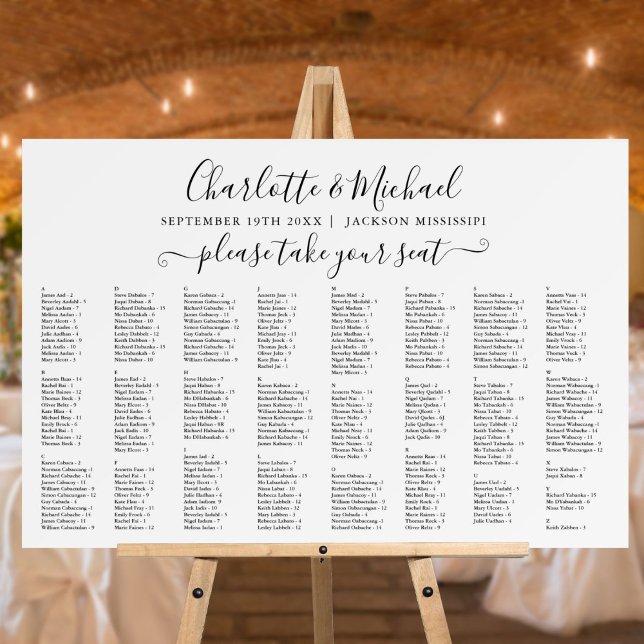 Black And White 300 Names Wedding Seating Chart Foam Board (Creator Uploaded)