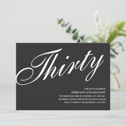 Black and White 30th Birthday Invitations Zazzle