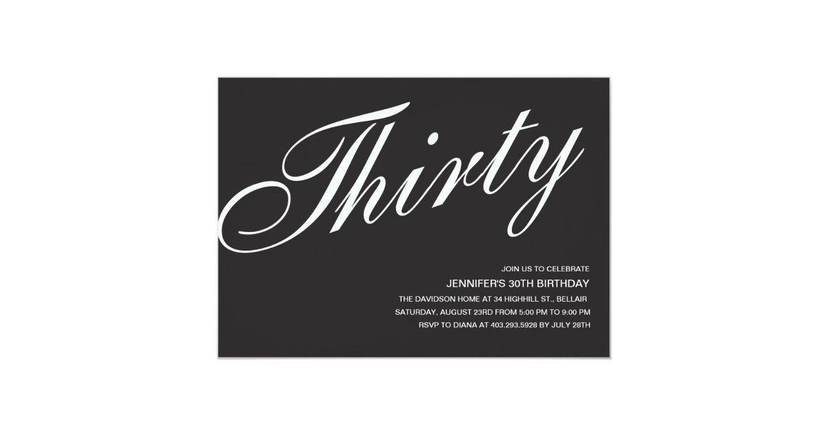 black and white 30th birthday invitations zazzle com black and white 30th birthday invitations
