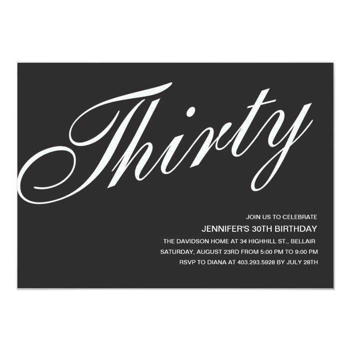 Black and White 30th Birthday Invitations | Zazzle.com