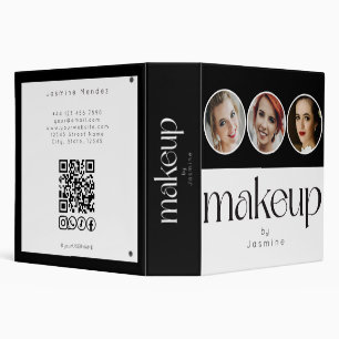 Black And White 3 Photo MUA QR Code Socials Ring Binder