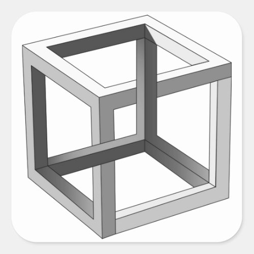 Black and White 3D cube abstract geometric Square Sticker