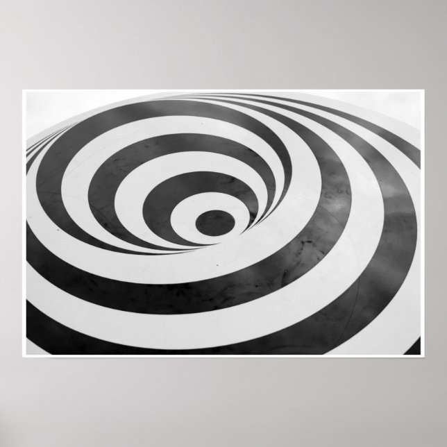 Black and White 3D Spiral Deception Hypnotic Poster (Front)