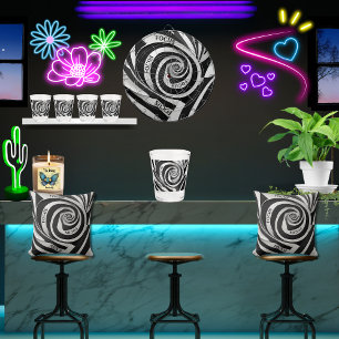 Black and White 3D Spiral Illusion Focus Shot Glass