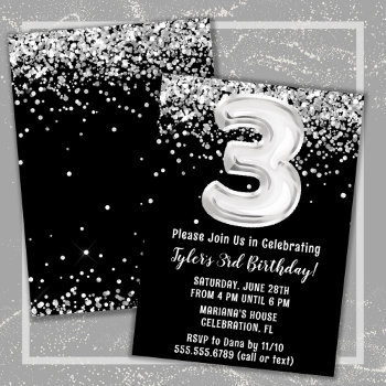Black And White 3rd Birthday Party Invitation by WittyPrintables at Zazzle