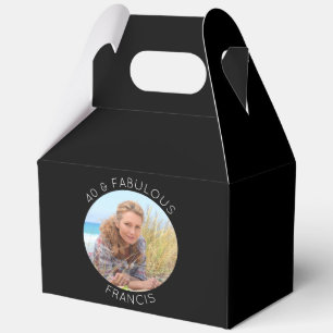 Black and White 40 & Fabulous Photo Favor Boxes