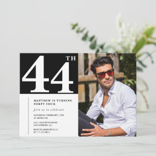 Black and White 44th birthday Invitations Photo