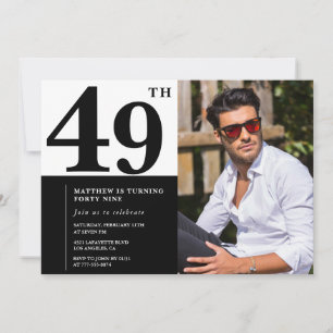 Black and White 49th Birthday Invitations Photo