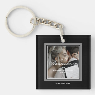 Black and white 50th anniversary keychain
