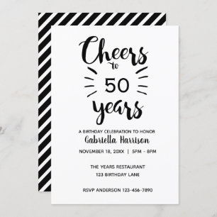 Black and White 50th Birthday Invitation