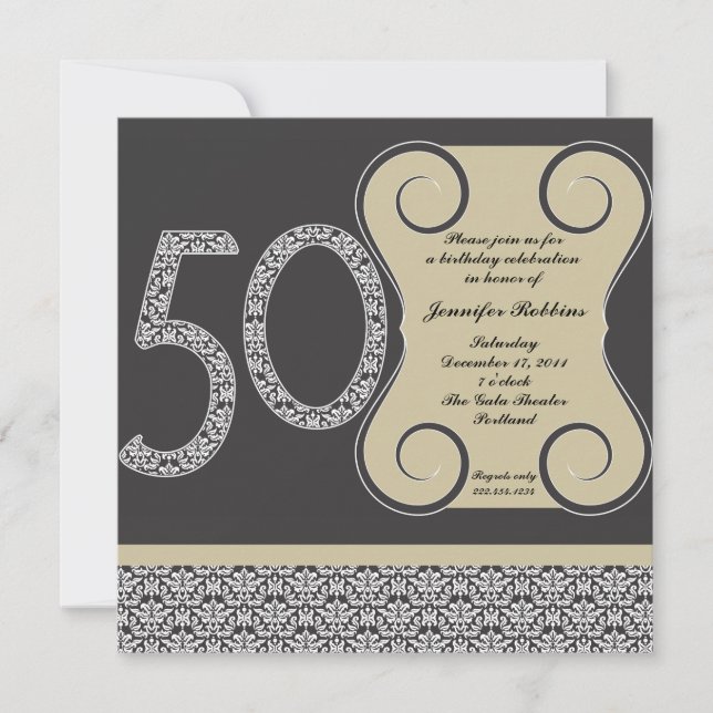 Black and White 50th Birthday Invitation (Front)