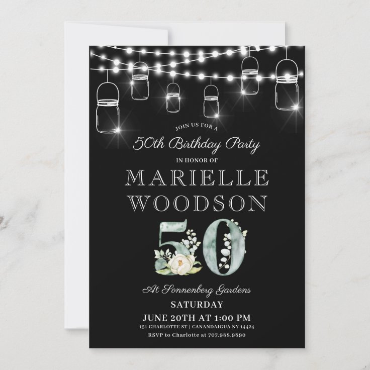 Black And White 50th Birthday Party Invitation Zazzle