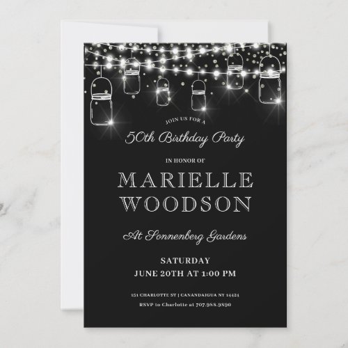 Black And White 50th Birthday Party Invitation