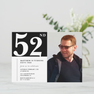 Black and White 52nd birthday Invitations Photo