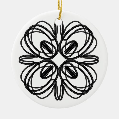 Black and White 5 Clover Ceramic Ornament