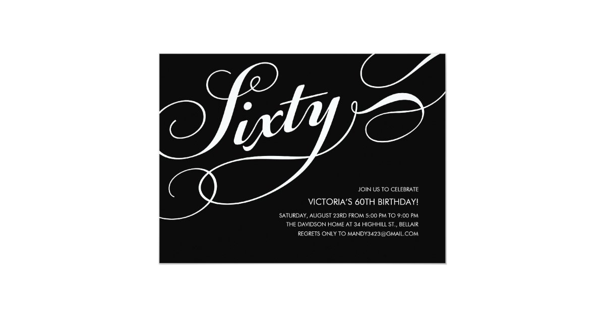 Black And White 60th Birthday Invitations Zazzle Com