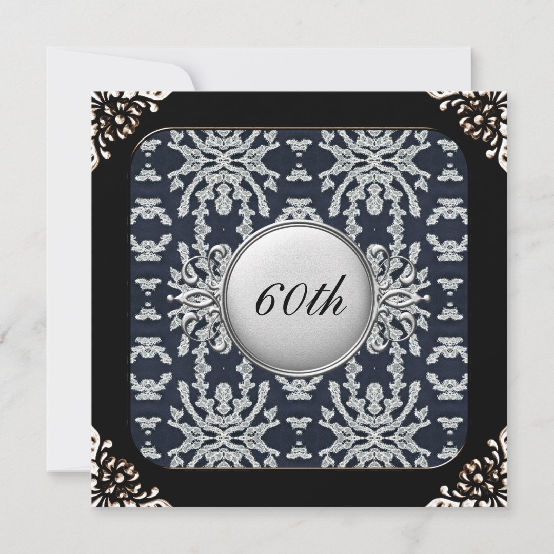 Black and White 60th Birthday Party Invitation Zazzle