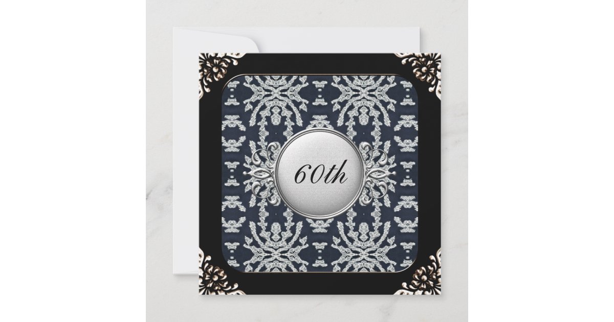 Black and White 60th Birthday Party Invitation Zazzle