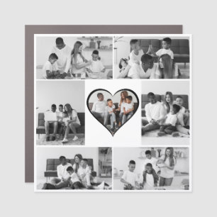 Black and White 7 Photo Collage Car Magnet