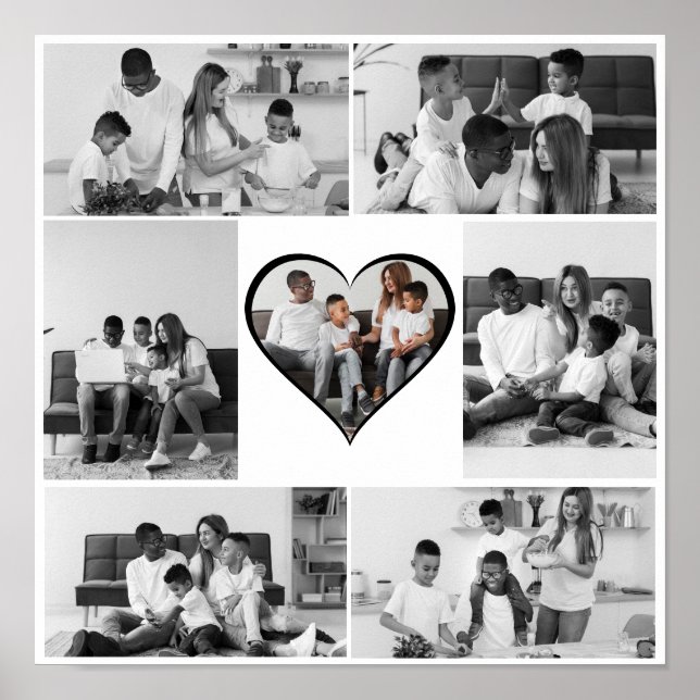Black and White 7 Photo Collage Poster (Front)