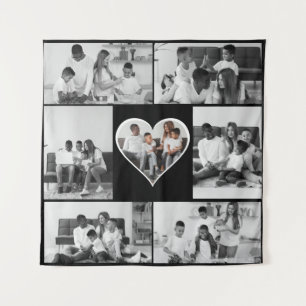 Black and White 7 Photo Collage Tapestry