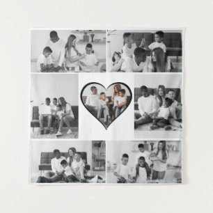 Black and White 7 Photo Collage Tapestry