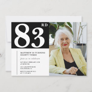 Black and White 83rd birthday Invitations Photo