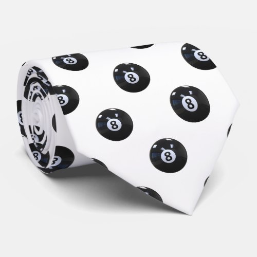 Black and White 8 Ball Billiards Pool Player Cool Neck Tie