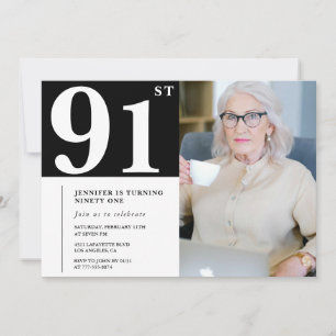 Black and White 91st birthday Invitations Photo
