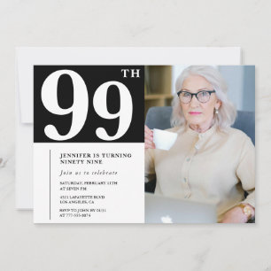 Black and White 99th birthday Invitations Photo