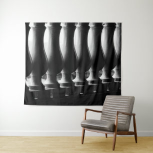 Black and White Abstract Architecture Tapestry