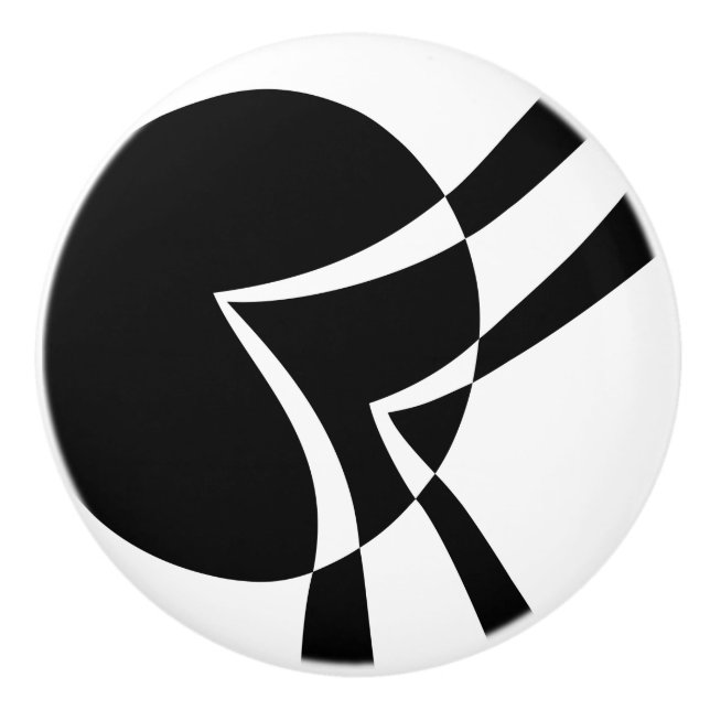 Black And White Abstract Art Ceramic Knob (Front)